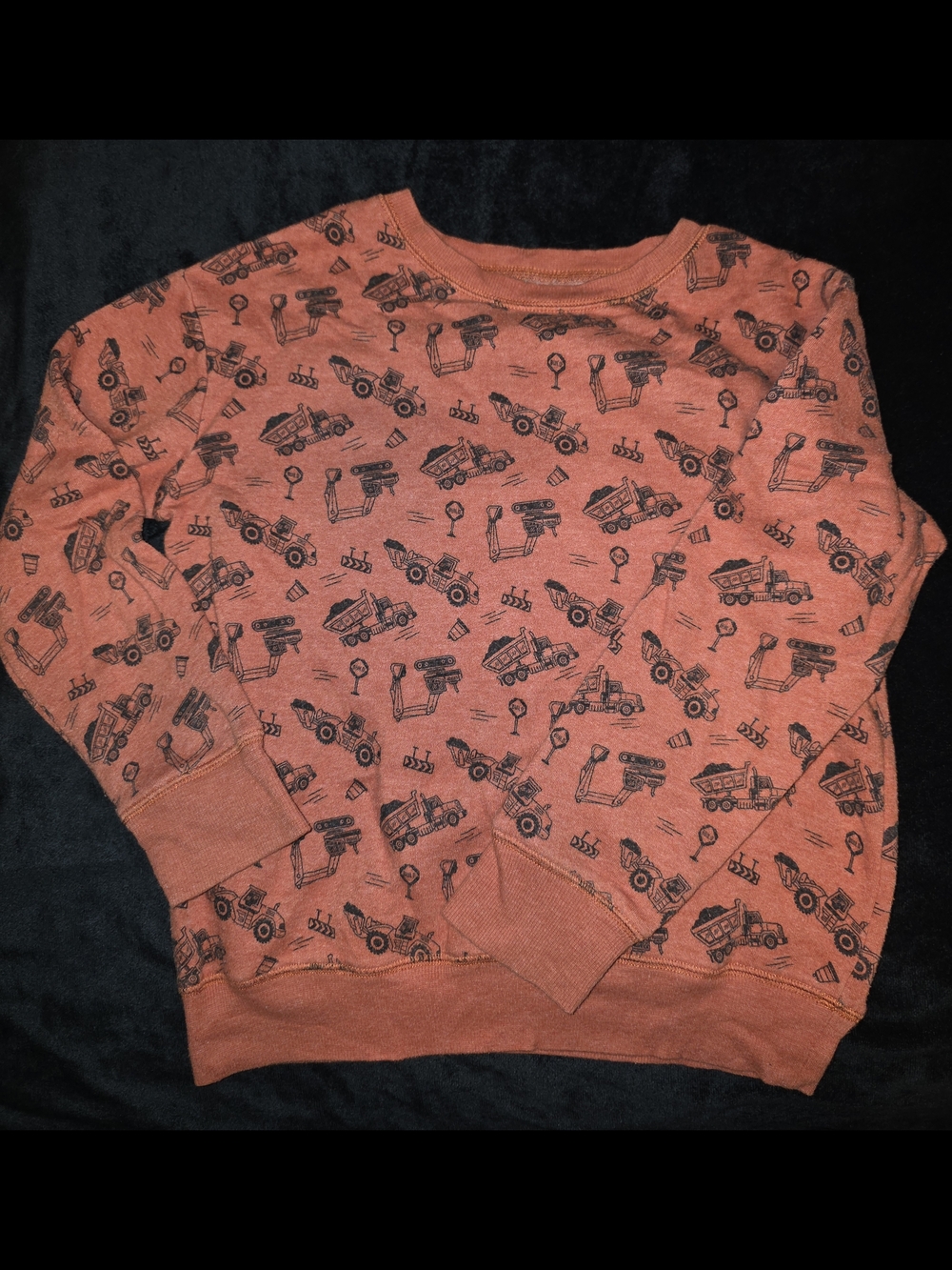 Boys Orange Construction-Print Sweater